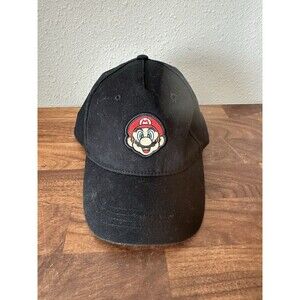 Super Mario Bros Youth Baseball Cap Hat Black Snapback Nintendo